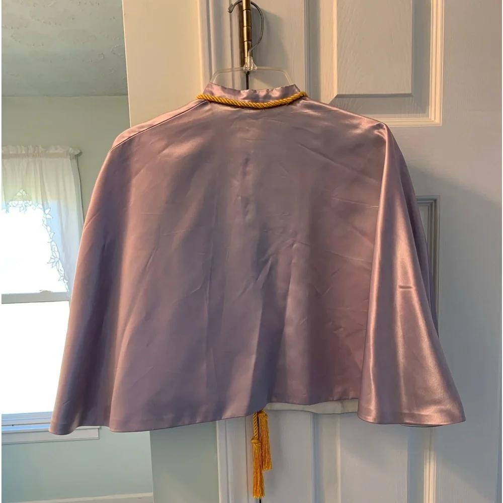 Costume purple cape with gold tassled cord girls dressup